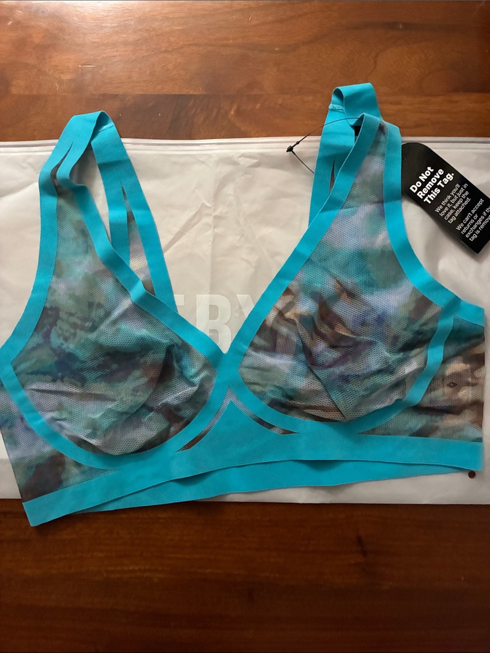EBY Isla Sheer Mesh Bralette in Teal Multicolor